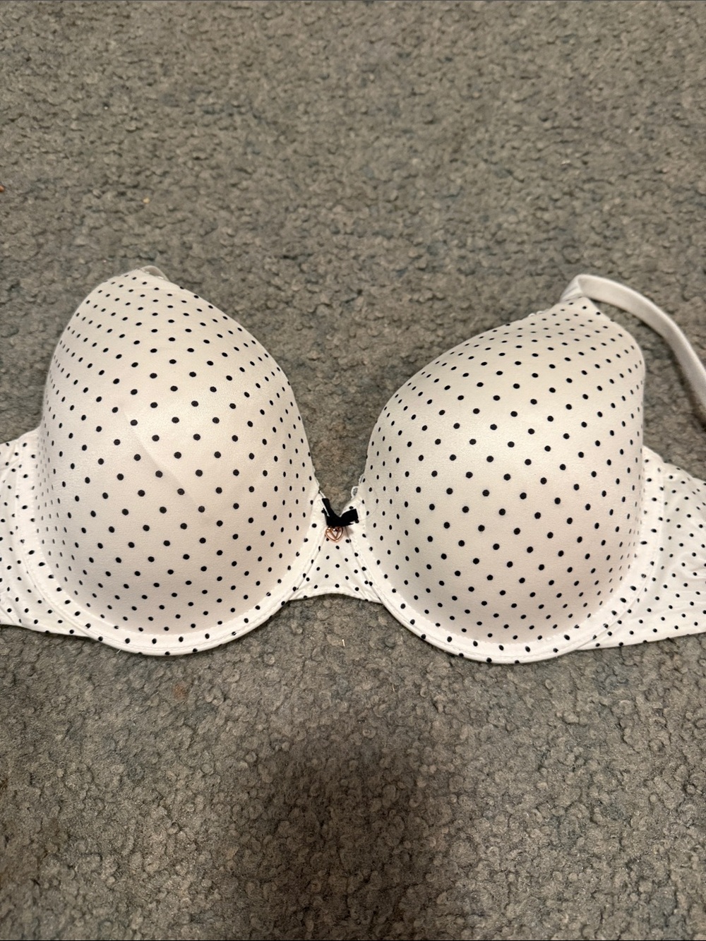 Victoria's Secret White Bra with Black Polka Dots and Center Bow